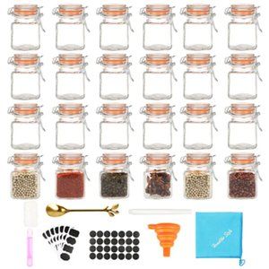 24 glass spice jars